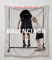 Balenciaga Artistic Flannel Throw Blanket for Sofa and Wall Decor BA477